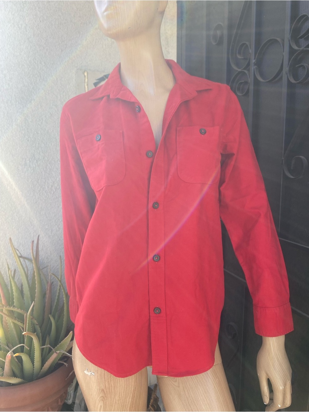 GAP Womans Bright Red Button-Front Shirt Jacket